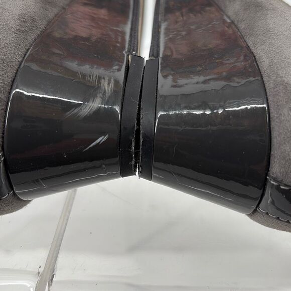 French Sole FS/NY‎ Womens Flat Wedge Shoes Scalloped Grey Suede Patent Dots size - Picture 7 of 8